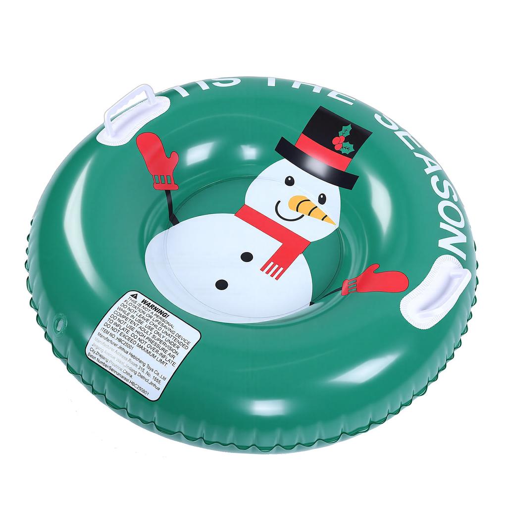 Snow Tube Cold Resistance Heavy Duty Thickened Inflatable Snow Tube Sled with Dual Handles for Whole Family Green