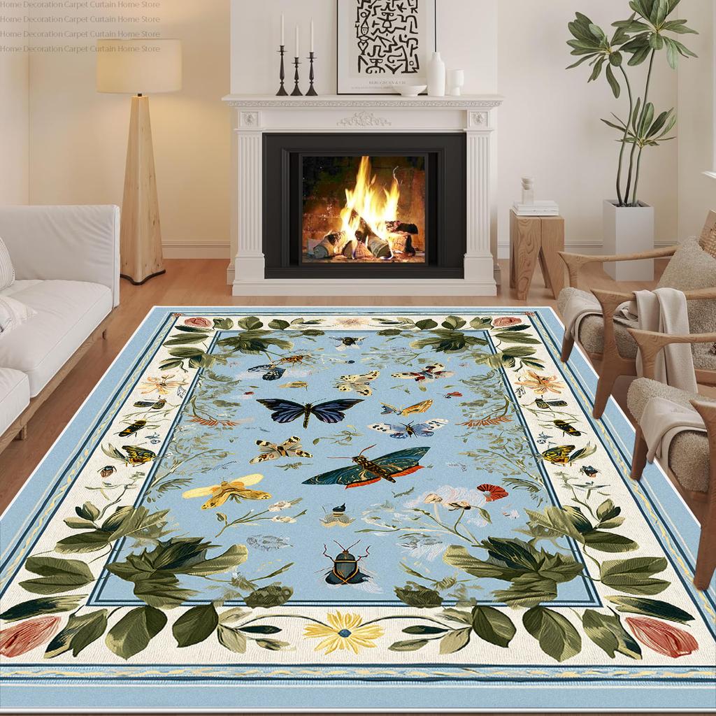 Botanisch Vlinder Bloemenkleed voor Woonkamer Groot Tapijt Decoratie Slaapkamer Nachtkastje Antislip Pluizig Wasbaar Terras Vloermatten
