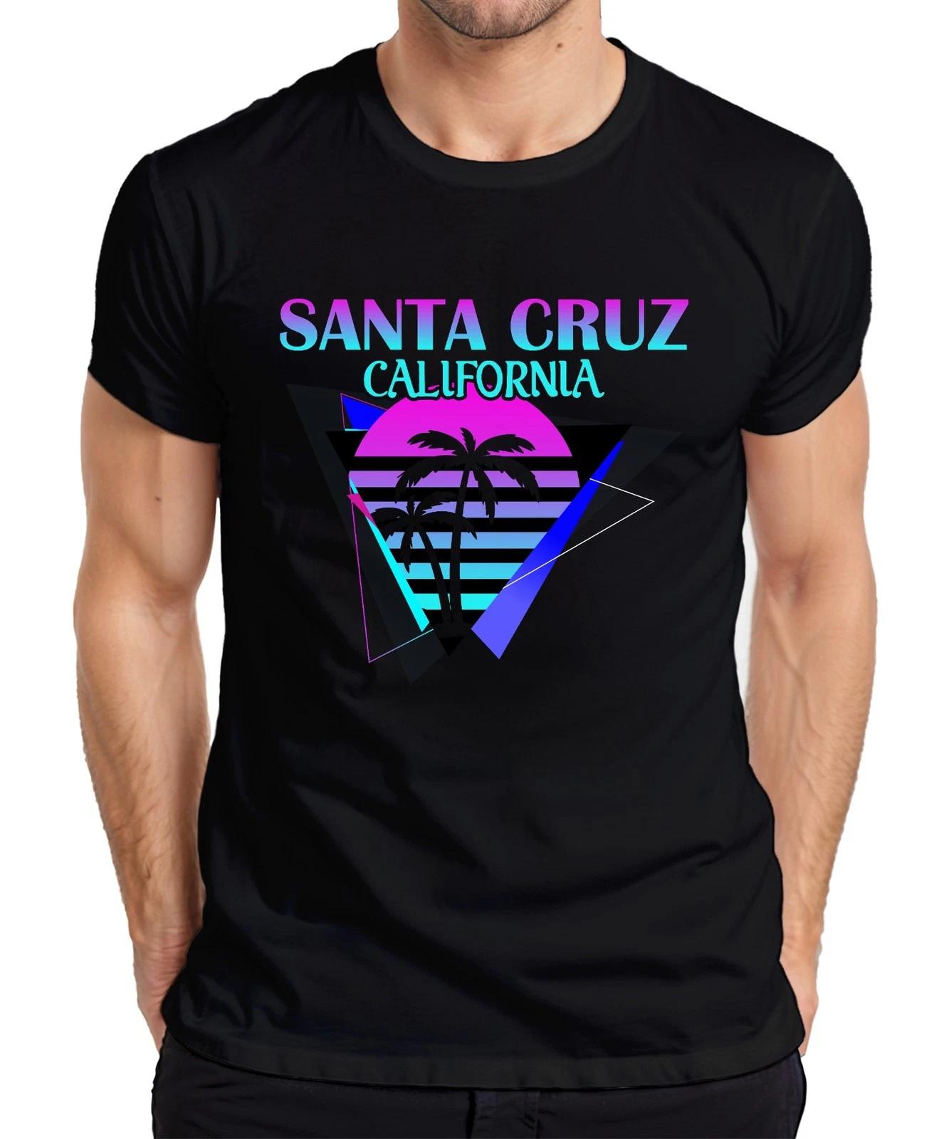 Santa Cruz California Palmen Sonne Vaporwave 80s Strand Surfen Herren T-Shirt S