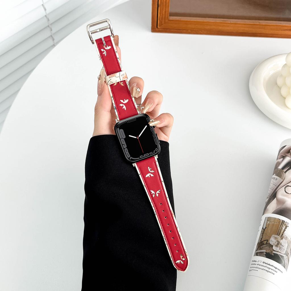 Leather band for Apple watch band 45mm 41mm 44mm 40mm 49mm 42mm Butterfly style bracelet wristband iWatch Ultra 9 8 SE 7 6 5 4 3