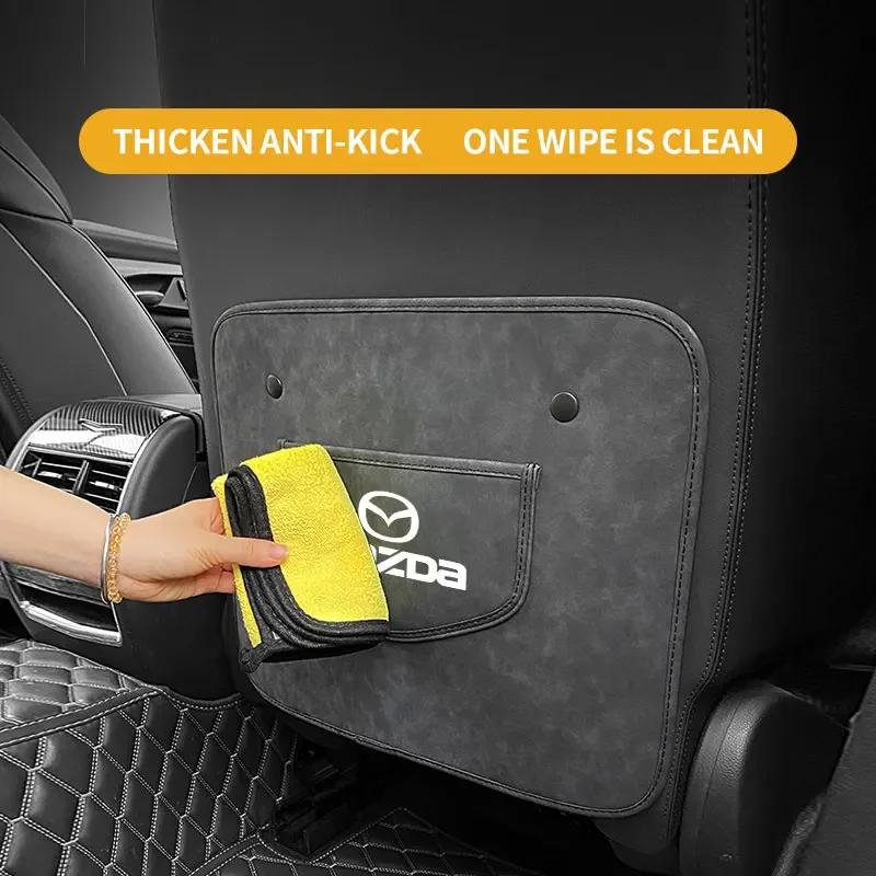 For Mazda Car Seat Back Anti Kick Pad Protector Mat Interior Accessories For Mazda Axela Atenza CX9 MX3 MX5 RX8 RX7 MX30 CX30 Ca