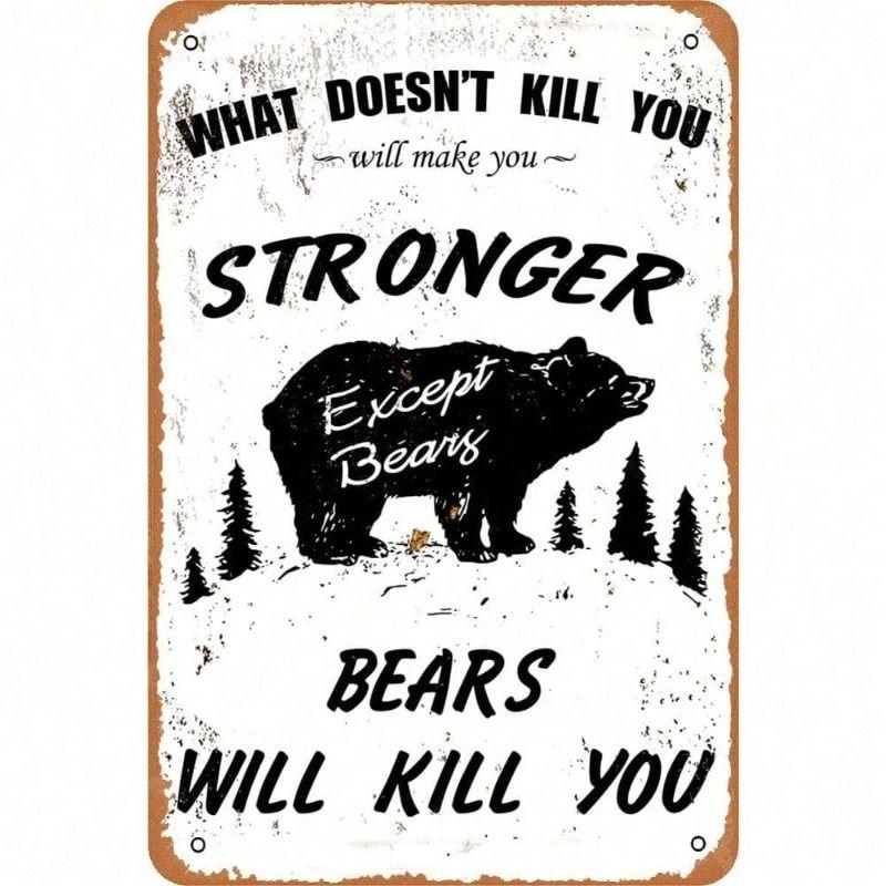 Vintage Metal Poster Bear Bar 8x12 Inch Retro Wall Art