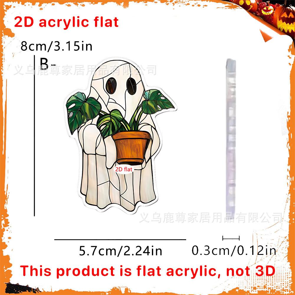 Halloween Cartoon Geist liegt auf dem Mond und liest ein Buch 2D Acryl Auto Rucksack Anhänger Dekoration