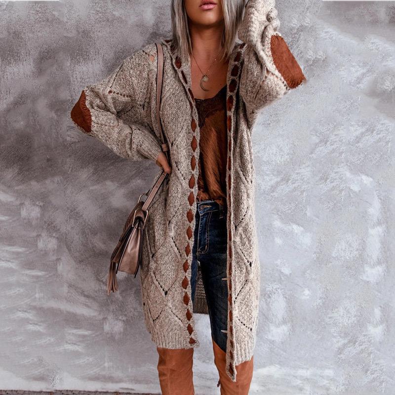 Popular Women's Mid-Length Knitted Sweater Coat
