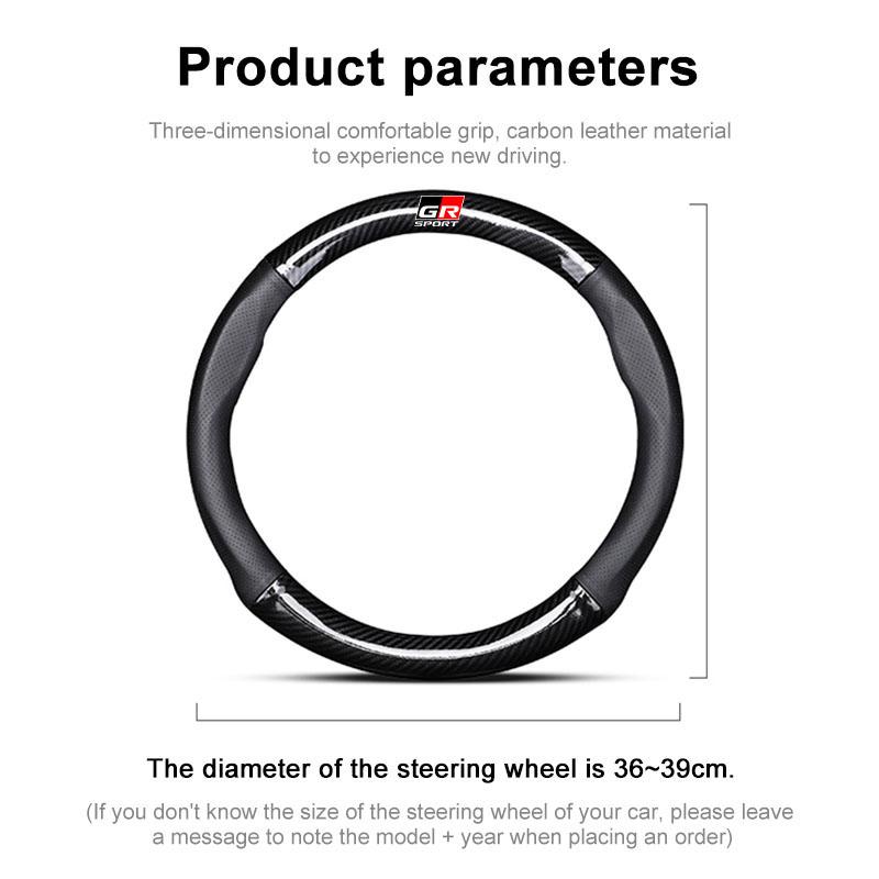 Leather Carbon Fiber Car Steering Wheel Cover Emblem Car Accessories For Toyota TRD Corolla Auris Yaris Rav4 CHR Camry40 prius