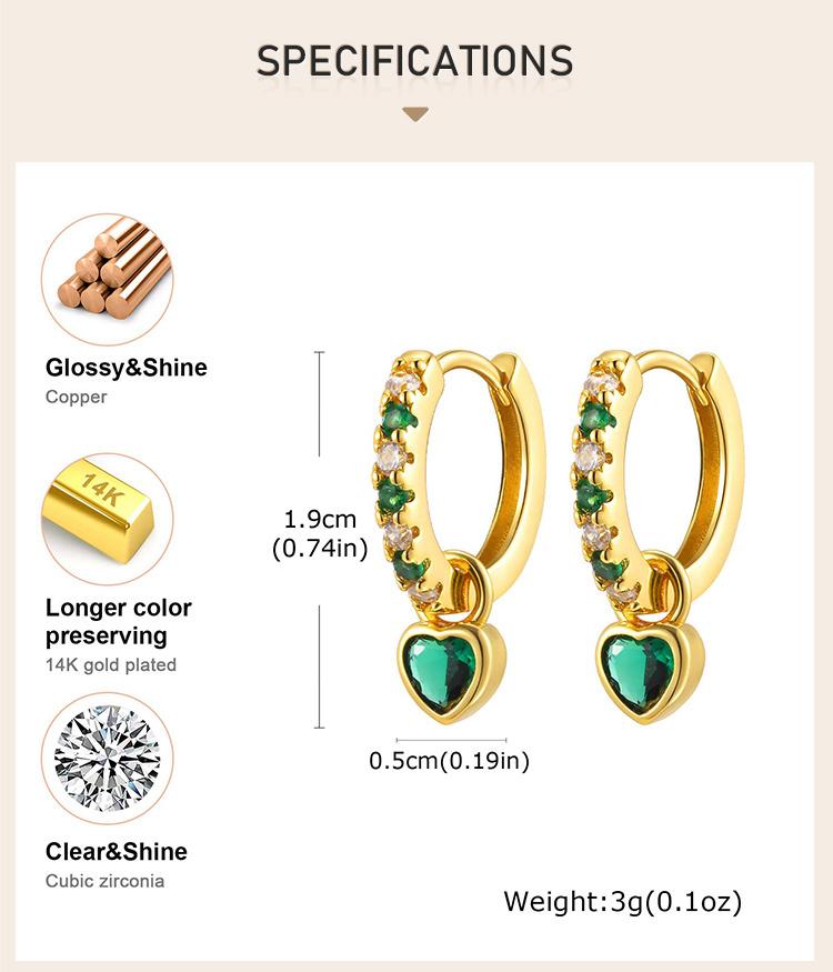 Petites Boucles d'Oreilles Créoles Huggie pour Femmes, Boucle d'Oreille Pendante Cœur Zirconium Cubique, Boucles d'Oreilles Accessoires de Mode Piercing