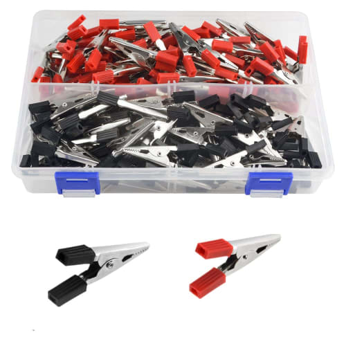 WMYCONGCONG 120-Piece Kit of 48mm Metal Alligator Crocodile Clips, Electrical Test Clamps, Battery Clips with Plastic Handles, Red and Black