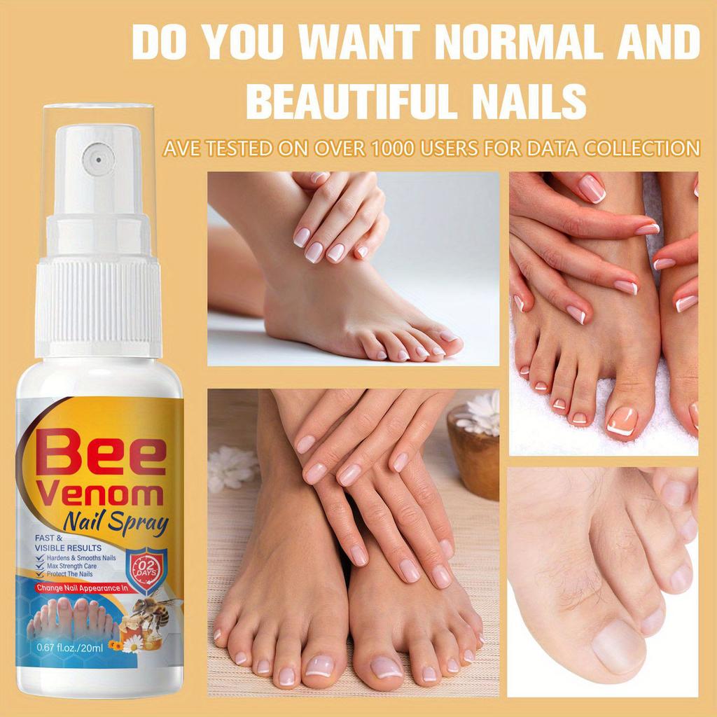 Bee Venom Nail Spray - Extra Strength Toenail and Fingernail Care Serum - Fast-Acting Formula for Fragile Abnormal Rough Fingers
