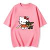 Hello Kitty Cartoon Printed Short Sleeve Cotton Tshirt 2026 Summer Casual Fashion Women Tshirt Y2K Fun Round Neck Womens Top