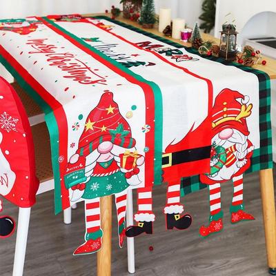 Cartoon Stoff Weihnachts-Tischdecke Weihnachts-Ornament Navidad Tischläufer Wiederverwendbar Frohe Weihnachten Tischflagge Weihnachten