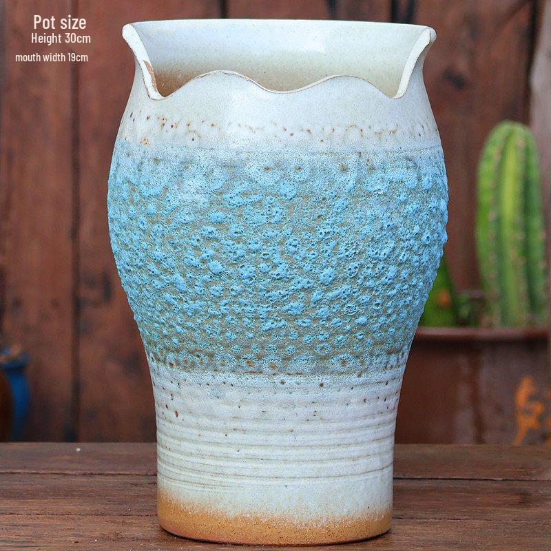 Handmade Double Ear Ceramic Succulent Flower Pot with Cutouts