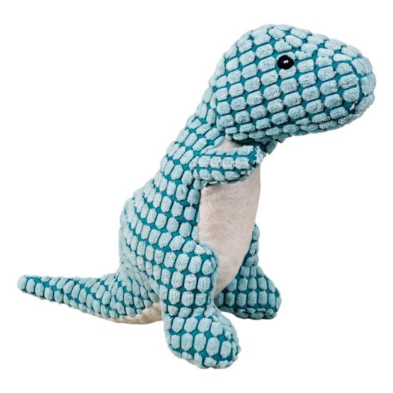 Pet Toy Dinosaur Shape Bite-Resistant Plush Dog Chew Toy with Built-in Sound Device синий