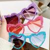 Women Pink Diamond Frame Heart Shape Sunglasses UV400 Light Luxury Brand Sun Glasses for Ladies Wedding Party Fashion Eyewear