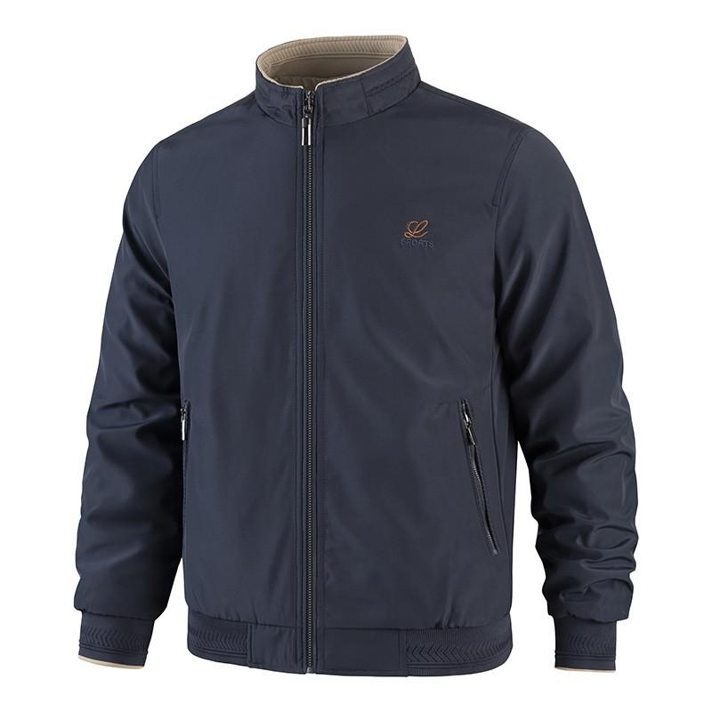 Mens Business Casual Stand Collar Jacket Middle Aged Outdoor Lightweight Loose Fit