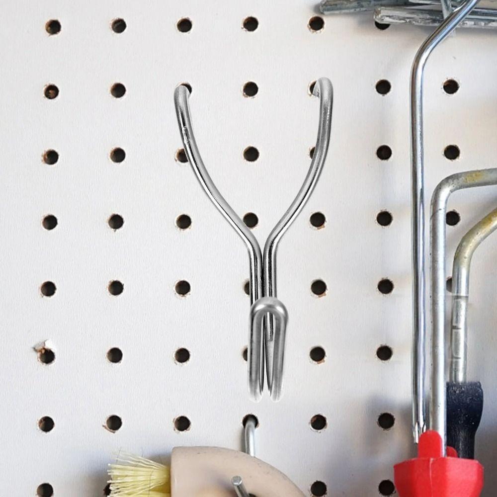 10 Pcs Display Stainless Steel Pegs Wall Mesh Hanging Boards Hole Hooks Peg Board Hook  Supermarket