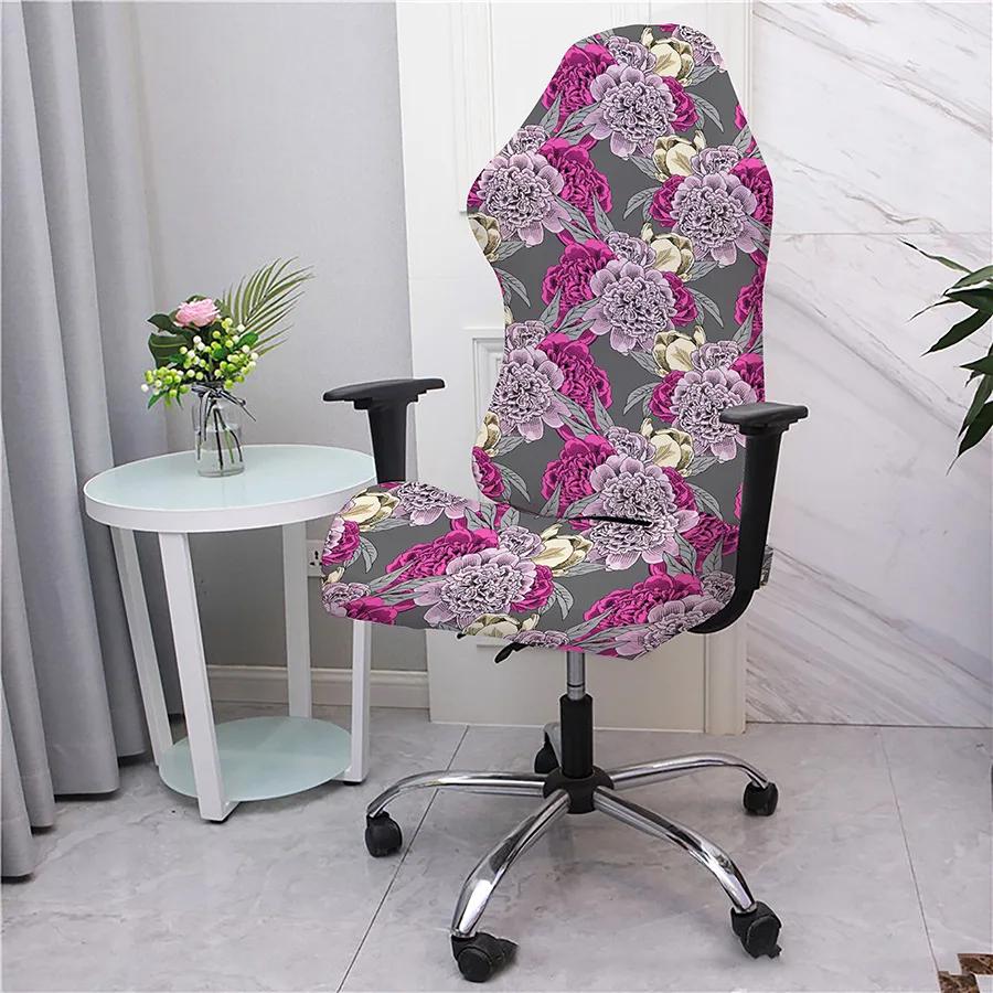 2pcs/set Flower Printed Racing Desk Rotating Slipcovers Office Computer Gaming Chair Covers Stretch Armchair Gamer Seat Cover