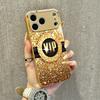 Dourado Cintilante vip Capa de Celular de Luxo Capa de Celular de Vidro Galvanizado para iPhone 17 16 15 14 13 12 11pm Pro Plus Resistente a Quedas