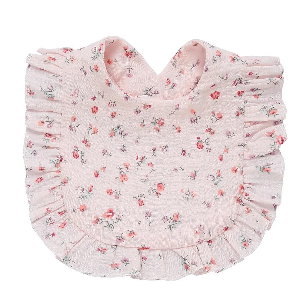 Baby Feeding Drool Bib Ruffle Floral Infants Saliva Towel Soft Cotton Burp Cloth For Newborn Toddler Kids Bibs New Baberos Bebe