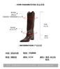 Genuine Leather~ Jiaoyu White Trouser Boots Pointed V-mouth Thin Spice Girl Boots But Knee Thick Heel Boots Knight Boots