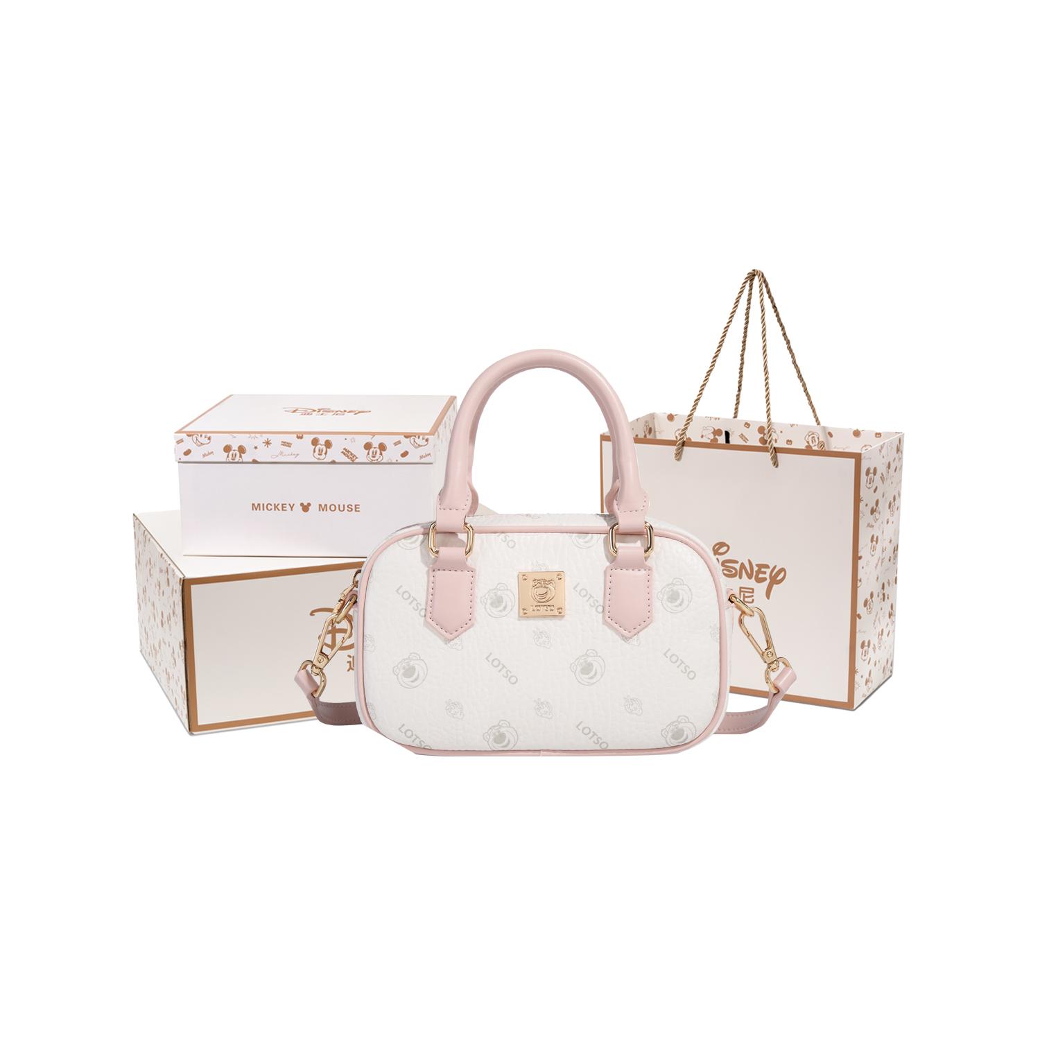 

New Disney Strawberry Bear Series PVC One Shoulder Handbag Women s White/Pink BMK-72600 52.1*33.0*19.1CM