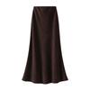 Women's Fashion Casual Solid Color High Waist Thin Mid-length Thickened  Fishtail Bustier Skirt