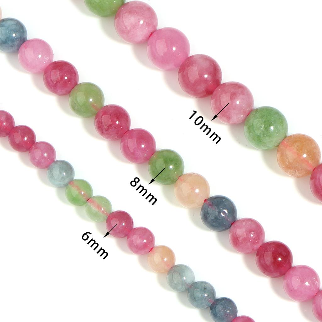 1 Strand 6/8/10mm Natural Stone Tourmaline Beads Colorful Round Loose Beads For DIY Jewelry Making Necklace Bracelets Supplies