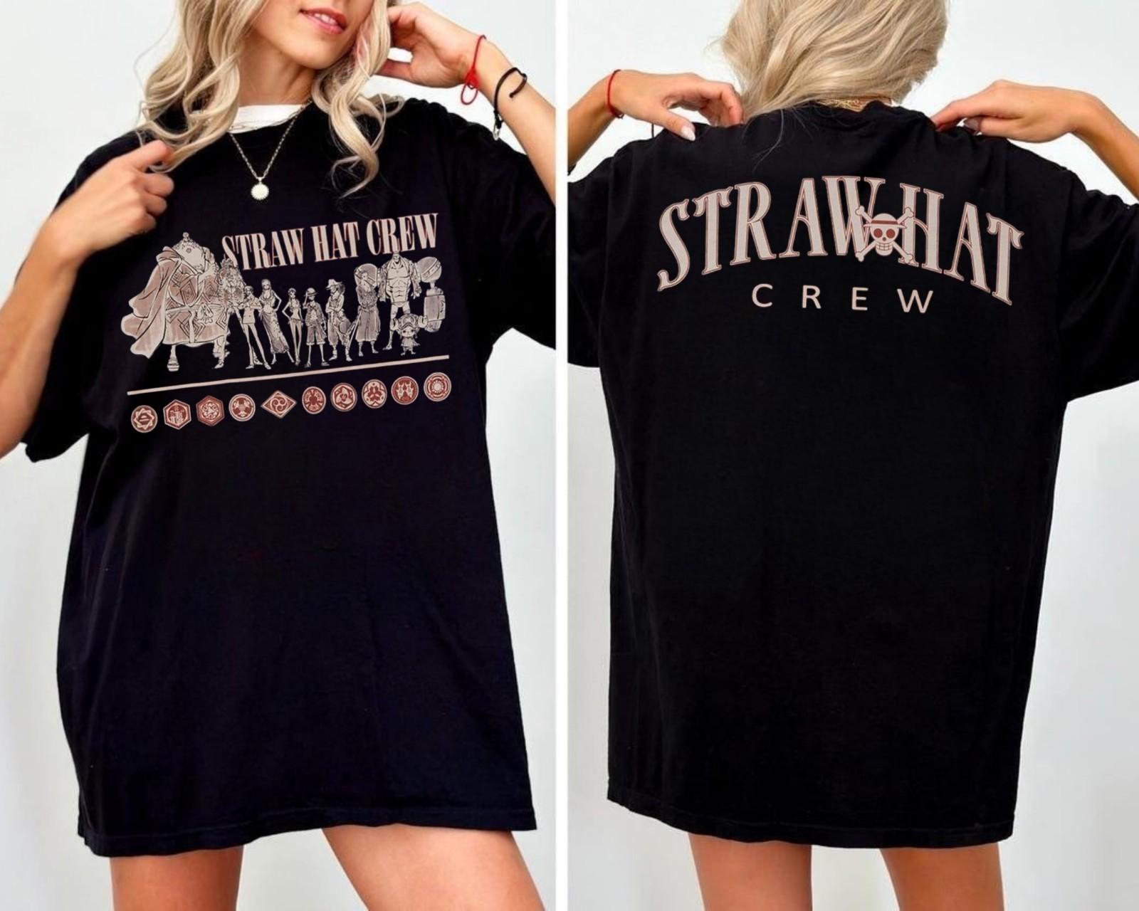 One Piece Straw Hat Crew Tonal Group Portrait T-Shirt Mens Womens Tees Top Luffy Shirt Anime Shirt 2XL