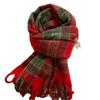 Atmospheric Blue Plaid Scarf for Women in Autumn and Winter Retro Mohair Warm and Thickened Long Tassel Shawl Scarf