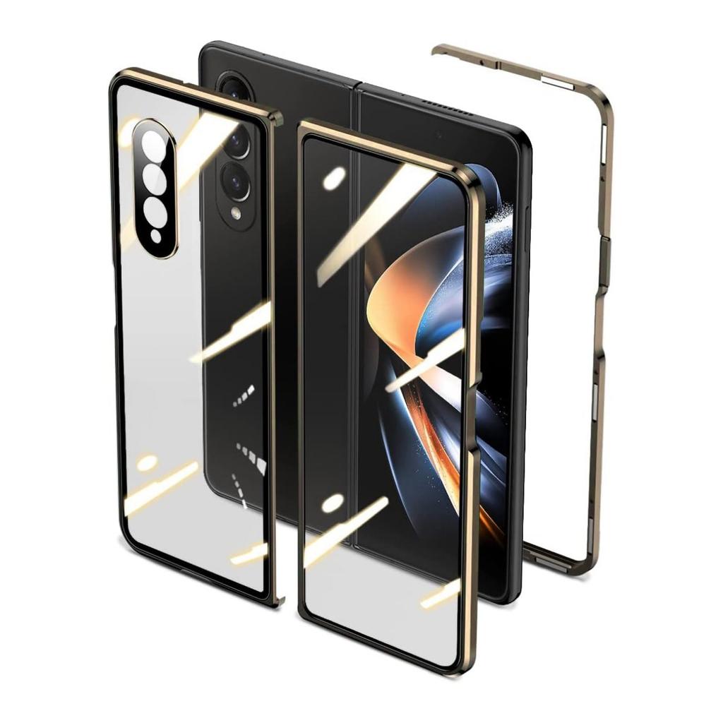 Suitable for Samsung Z Fold6 Mobile Phone Case Fold5  Magneto Folding Glass Metal Magnetic Guardrail Clip Cover