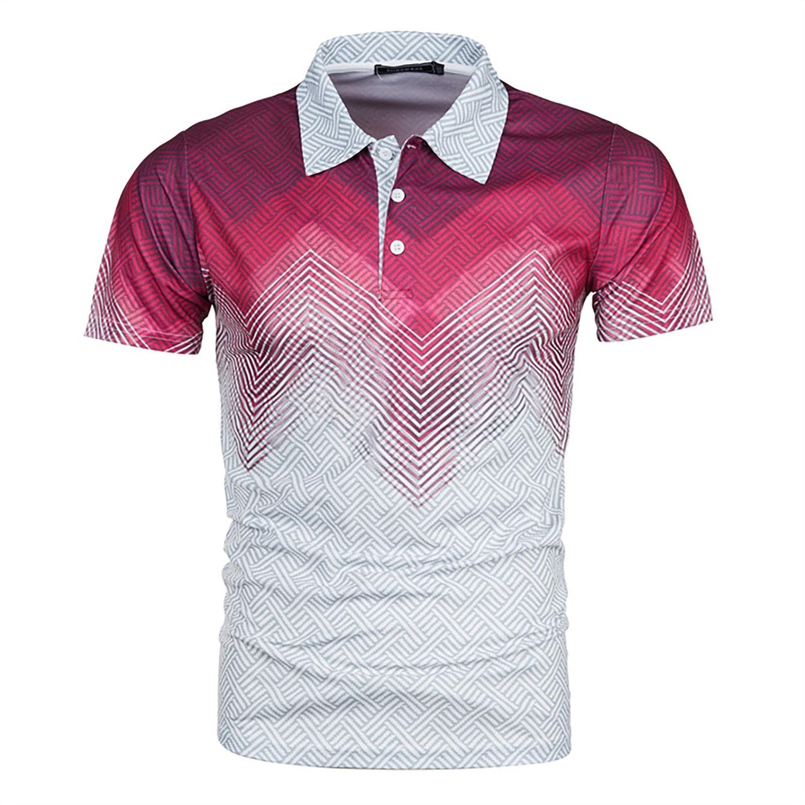 

Новые мужские летние модные повседневные топы с 3D-принтом, повседневные топы с коротким рукавом и лацканами XXXXXL розовый