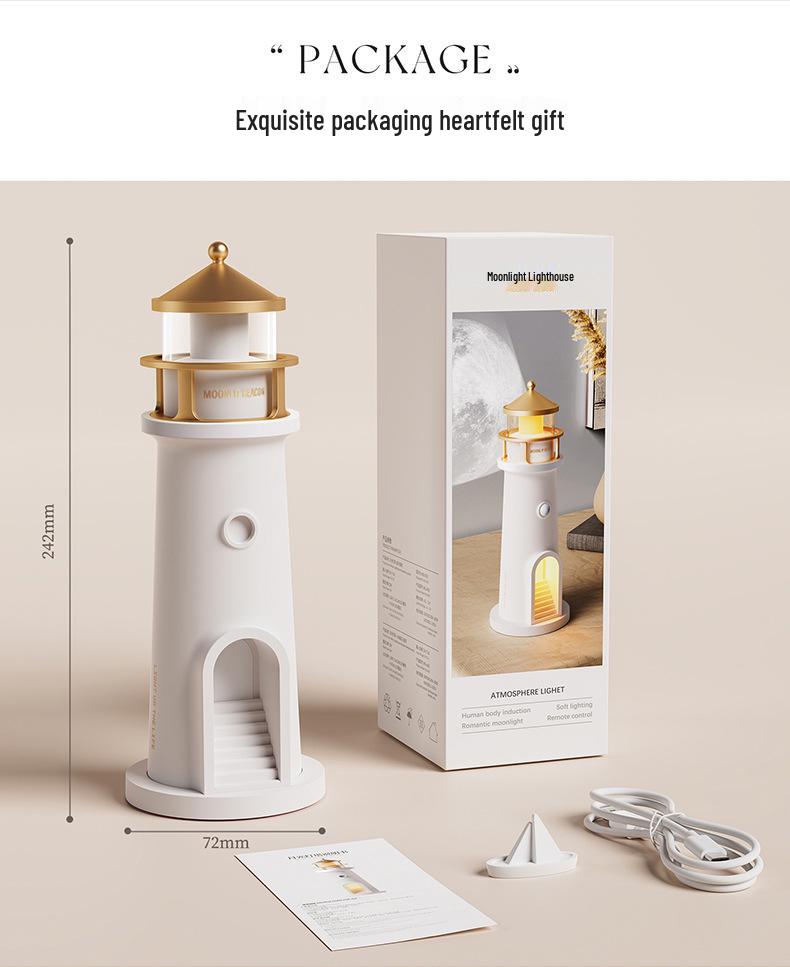 Leuchtturm Mondlicht Nachttisch Schlafbegleiter mit Kreativem Projektionsdesign - Fortschrittliche Nachtlicht-Dekoration