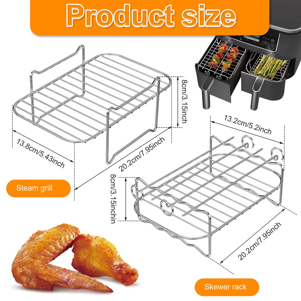 Air Fryer Accessories Baking Rack Stackable BBQ Metal Oven Grill Rack Food Frying Basket Multipurpose for Baking Cooking Tool