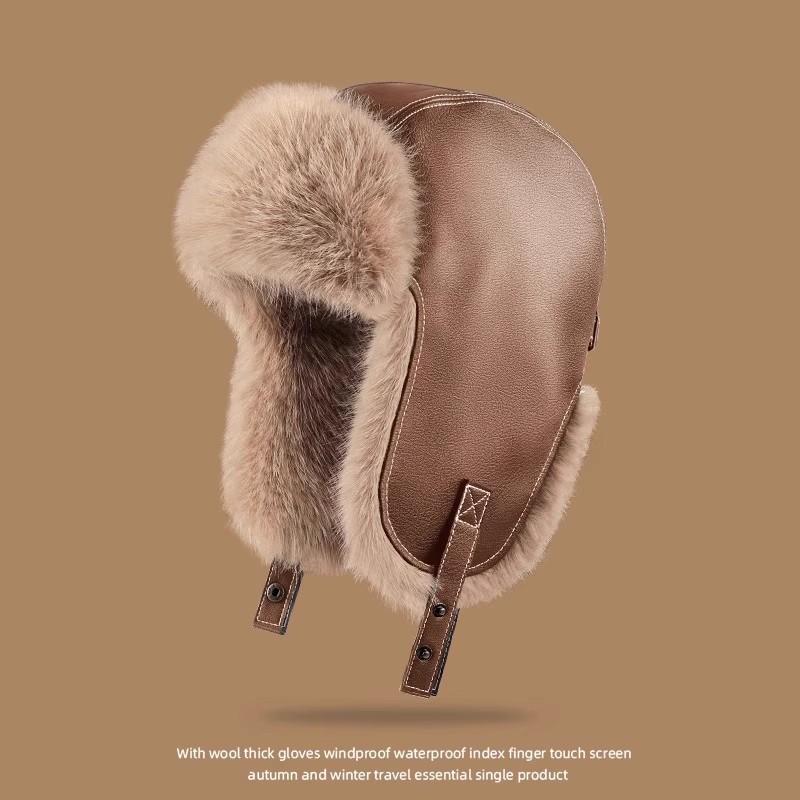 New Men's Winter Trapper Aviator Trooper Earflap Warm Russian Waterproof Ski Hat Bomber Cap Russian Warm Ear Protectors Hats