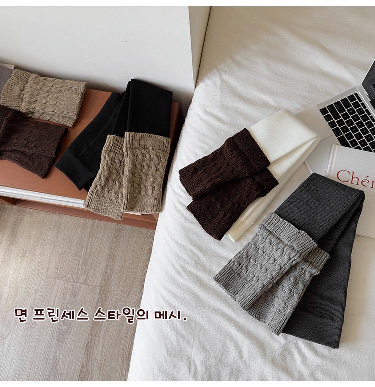 Trendy Girls' Fleece-Lined Cable Knit Patchwork Leg Warmers - Thick Lambswool Vertical Stripe Warm Pants