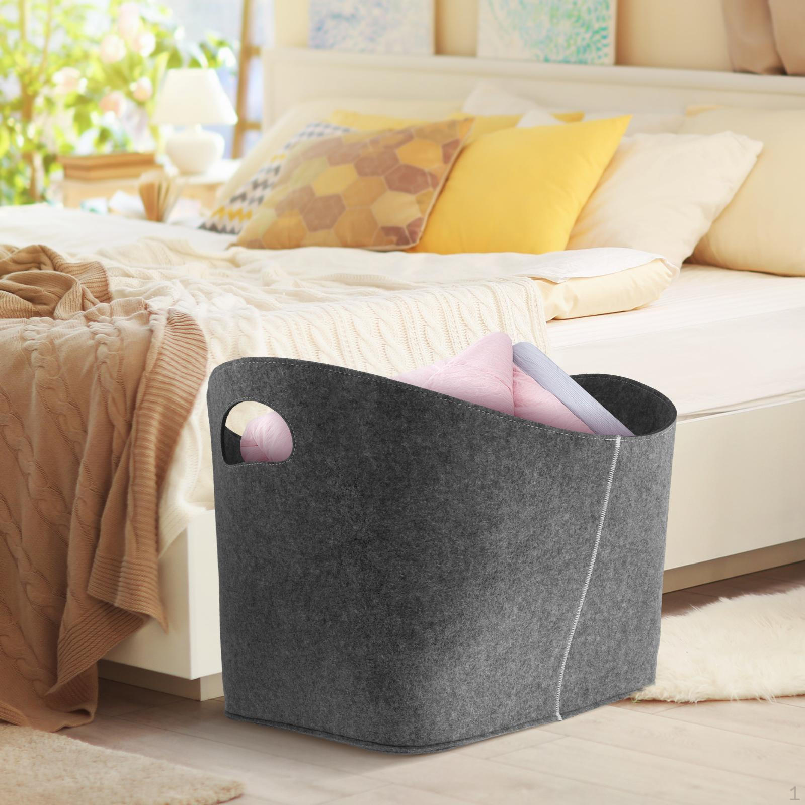 Collapsible Felt Storage Basket Shelf Organizer Box Large 4mm Thick Laundry for Clothing, темно-серого