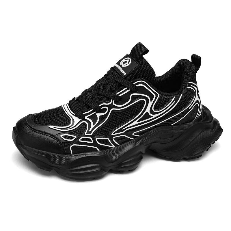 Fashion Korean version of dad shoes men's light and avant-garde flying woven breathable sports shoes youth trend comfortable white shoes