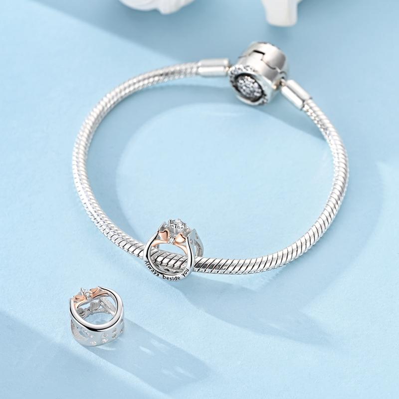 Copper Always Beside You Ring Beads Jewellery Fit Originalbracelet Necklace For Women Diy Gift