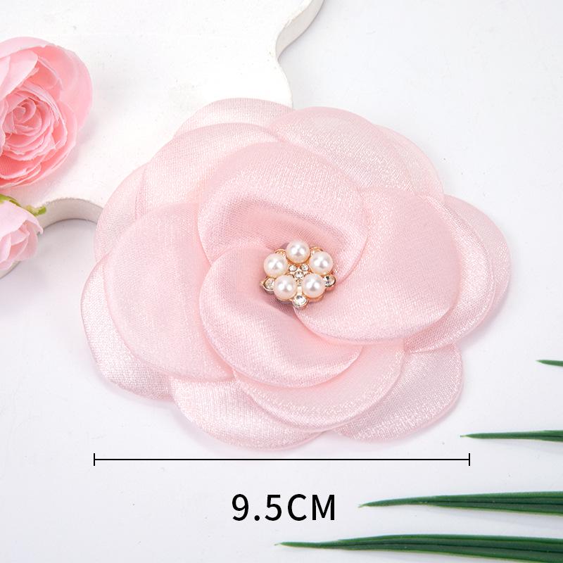 3D Camellia Pearl Gauze Flower Girls  Handmade Headdress, Bracelet, Earrings, and Accessories.