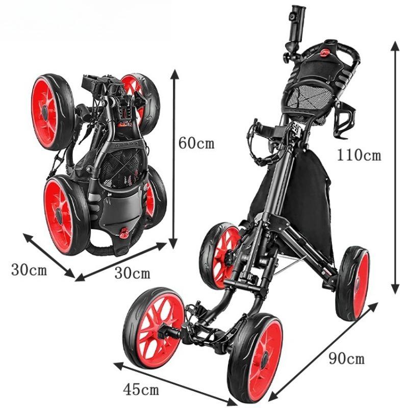 

Heavy Duty Portable Folding Aluminum Alloy Four-Wheel Golf Cart Hand Push Cart Convenient Carry-On Golf Bag Cart X005 красный