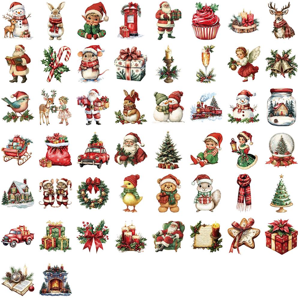 

High-end 50PCS Romantic Christmas Stickers Home Decorative For Home Wall Sticker Gift Year Christmas Creative DIY Sticker