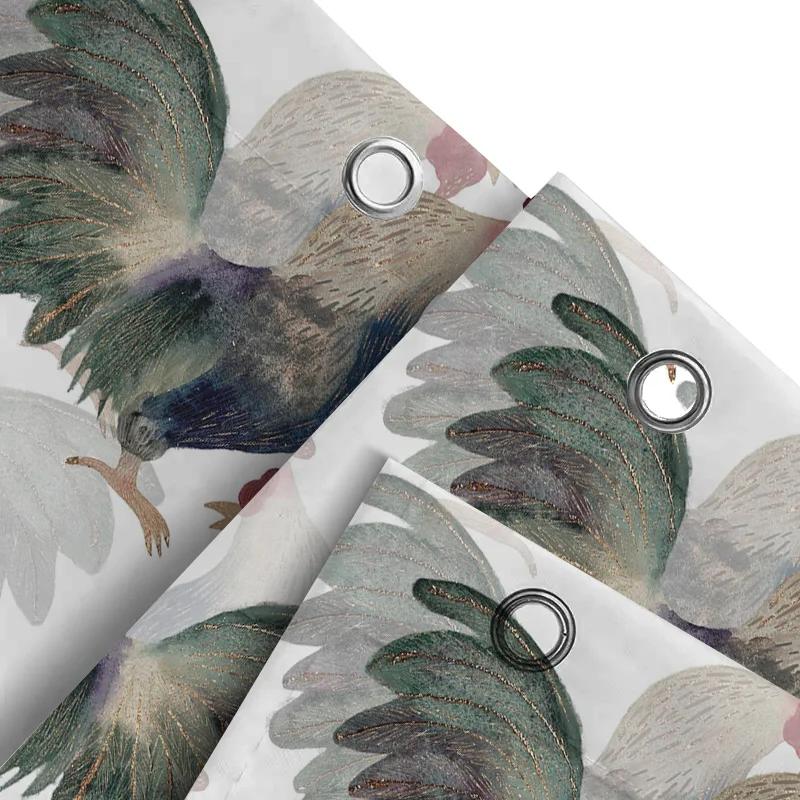 Watercolor Roosters Shower Curtain Bathroom Decor Printed Fabric Curtains For Home Decoration Various Sizes Available