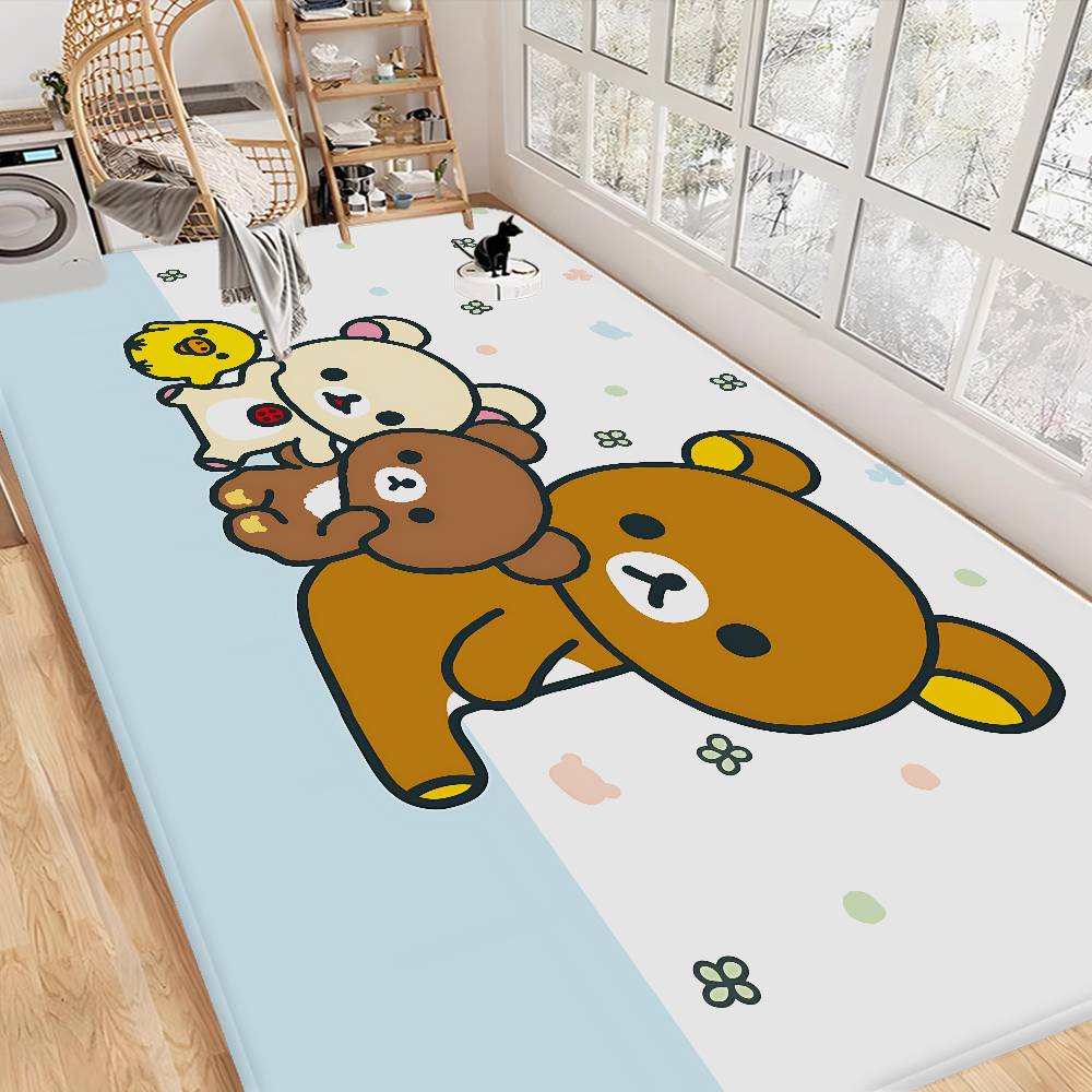 Kawaii Rilakkuma Bear Room Mats Washable Non-Slip Living Room Sofa Chairs Area Mat Kitchen Alfombra