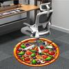 1pc Pizza Print Chair Carpet for Office, Round Polyester Mat, Indoor Decor for Office, Easycare Fabric, Washable Non-slip Area Carpet