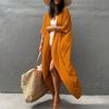 Beach Cover Up Cardigan V-neck Half Sleeve Quick-Drying Breathable Loose Fit Swimwear Coat with Tie Design