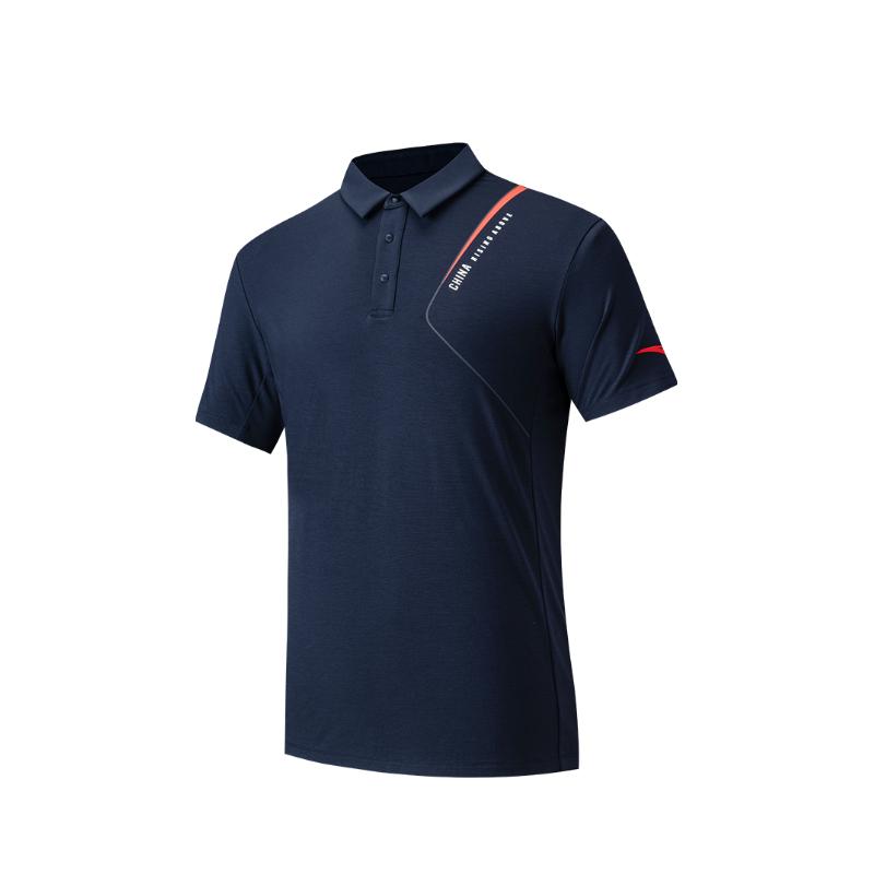 

Anta Comfortable Simple Letter Print Versatile Breathable Short Sleeve Polo Shirt Men tops Midnight-Blue 152527137-3 2XL