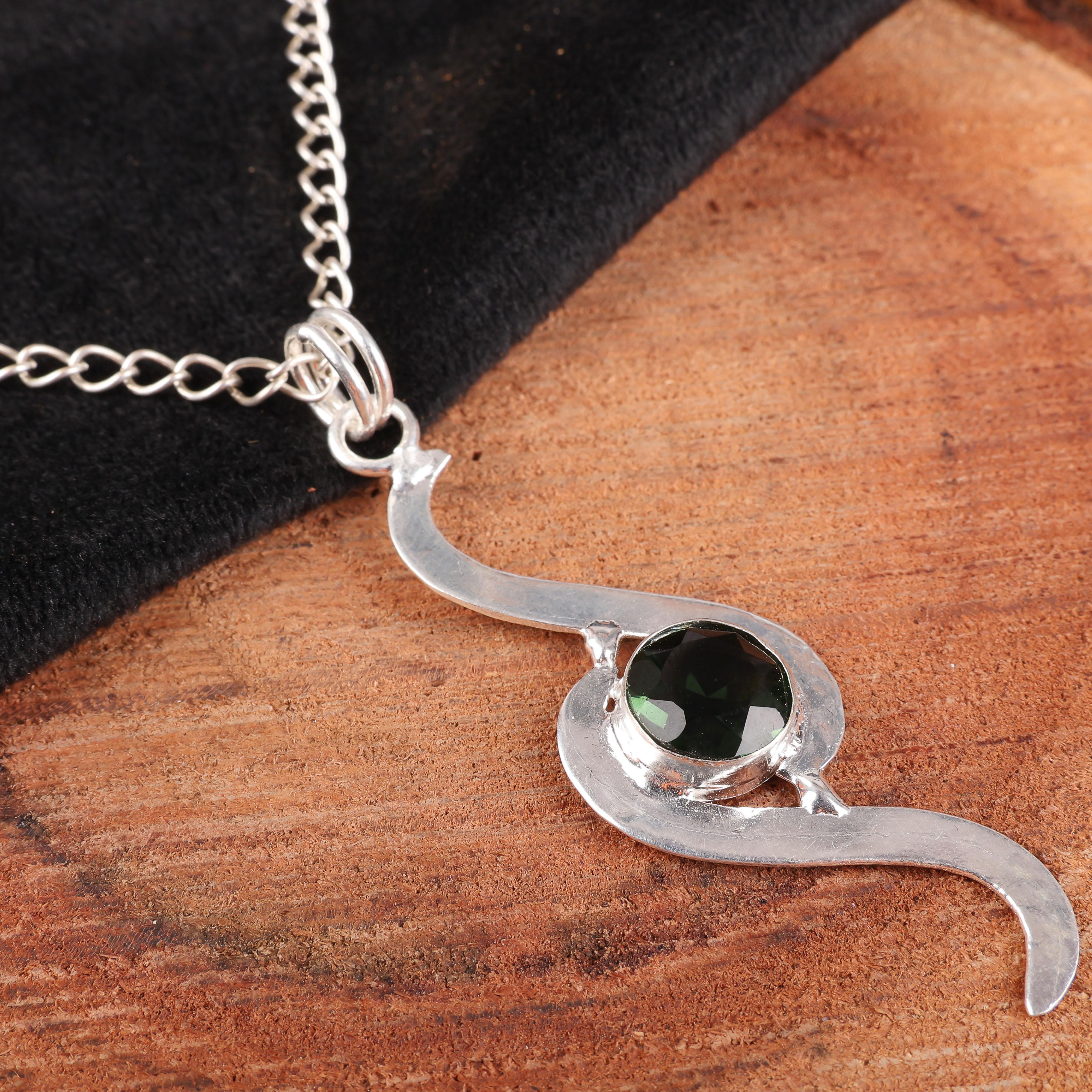 

Подвеска с зеленым турмалином ручной работы, ювелирное изделие из серебра 925 пробы, подвеска для подарка на помолвку 2.59 Inches зелёный