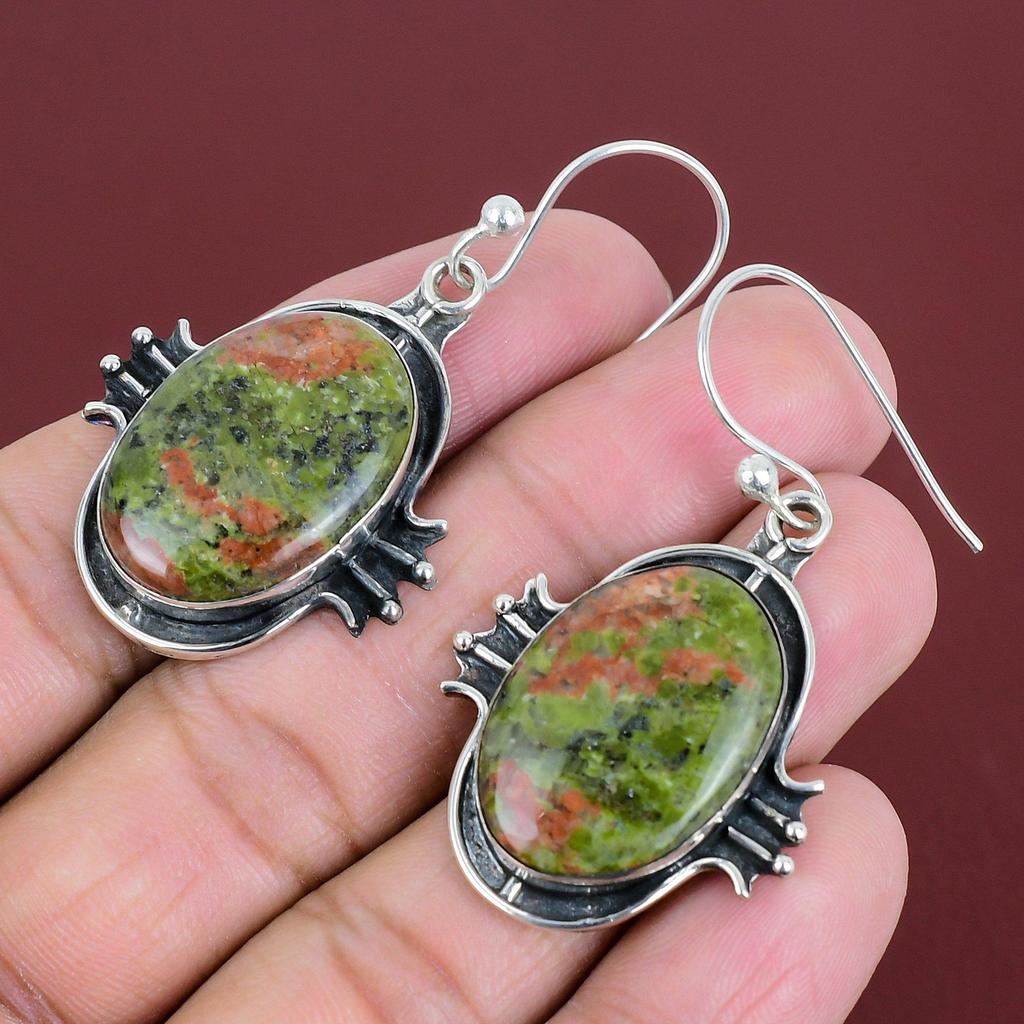 Unakite Earrings Natural Gemstone Jewelry Handmade Brand New Earring 925 Sterling Silver Earring Unakite Jewelry Decent Earring Gift For Her