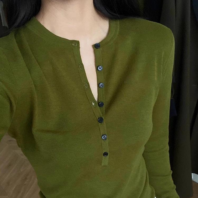 Women's Korean V-Neck Wool Knit Sweater for Spring/Autumn