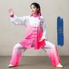 Blue & White Porcelain Gradient Tai Chi Suit: Embroidered Performance & Practice Attire for Women & Men.