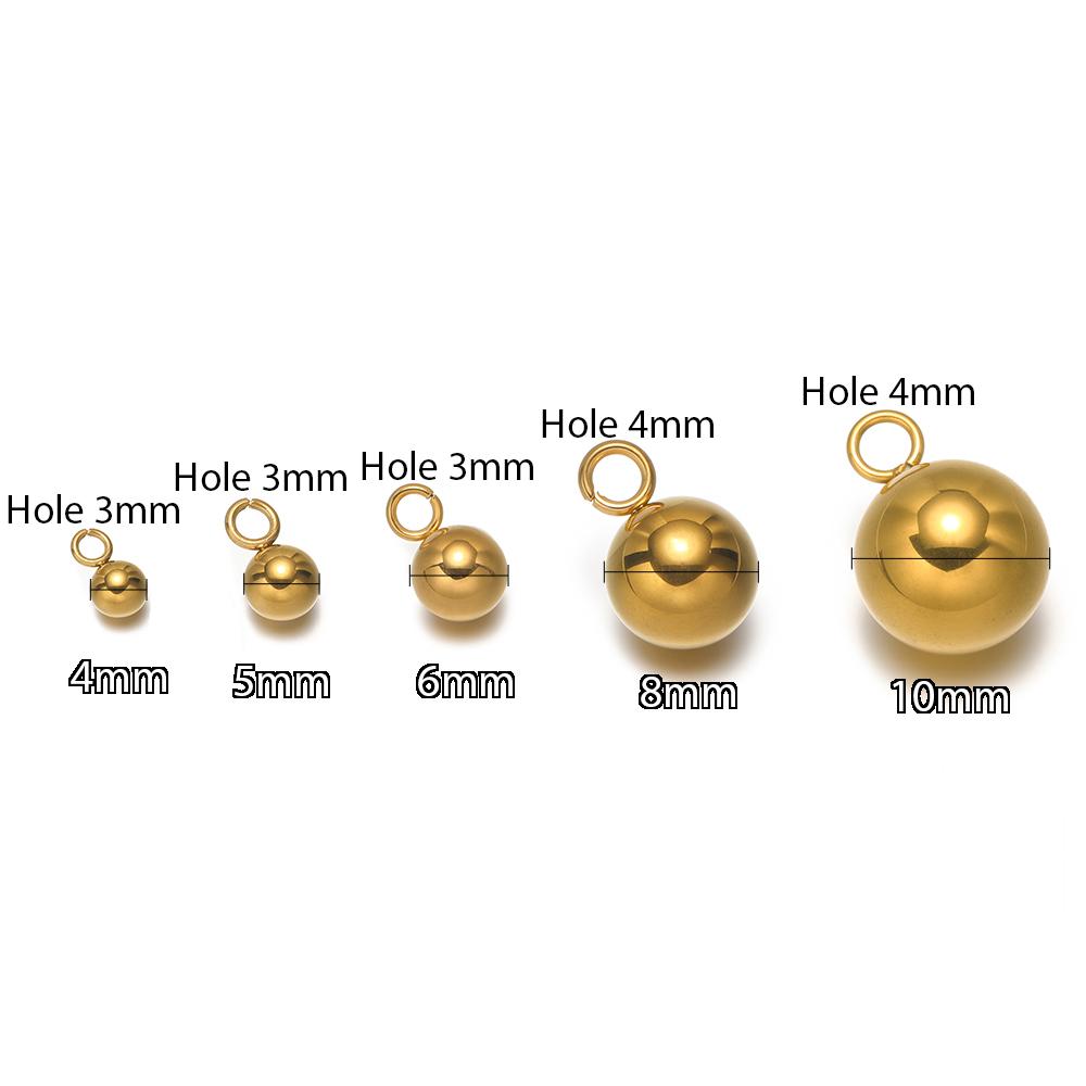 

20pcs Stainless Steel Solid Beads Double Rings Ball Connectors DIY Jewelry Necklace Pendants Earrings Making Bracelets Findings 4mm ball